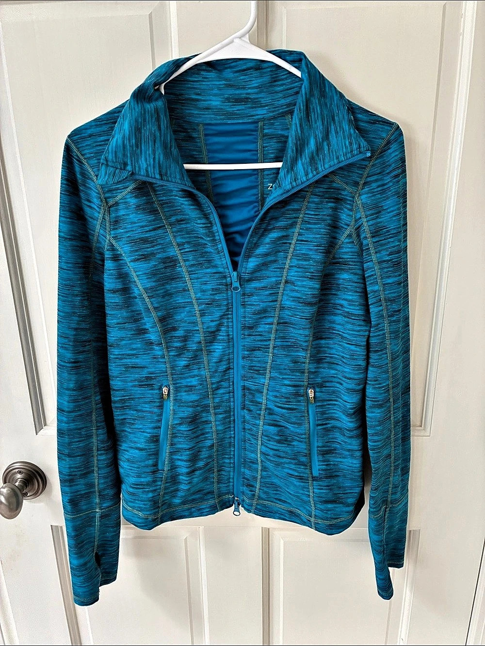 Zella Fiona Space Dye Pop Jacket Women's Blue Athletic Jacket